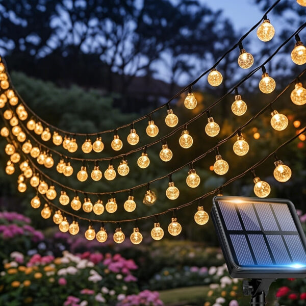Nzmarket Solar LED Globe String Lights – 8 Modes, IPX4 Outdoor