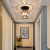 Nzmarket Crystal Glass LED Ceiling Light – Square & Circle, Black Frame