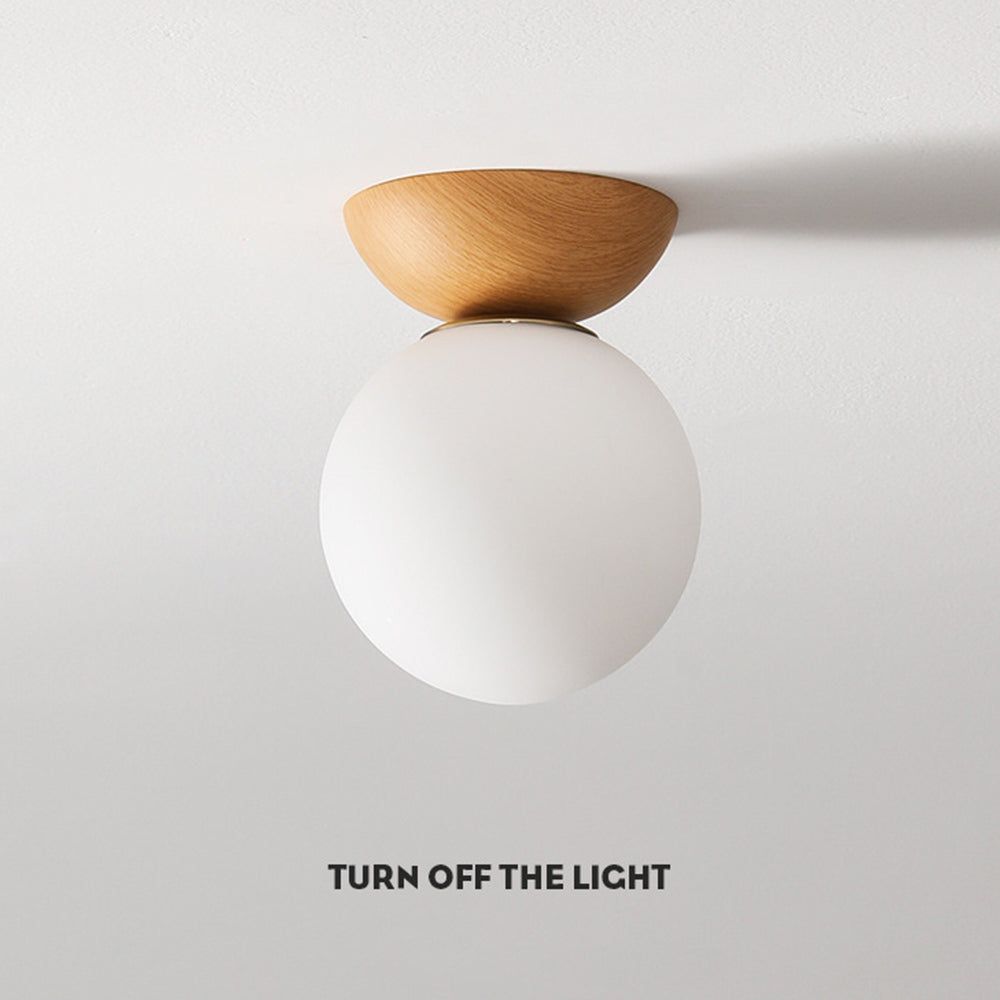 Nzmarket Glass Ceiling Light for Hallways – Wood & Brown Finish