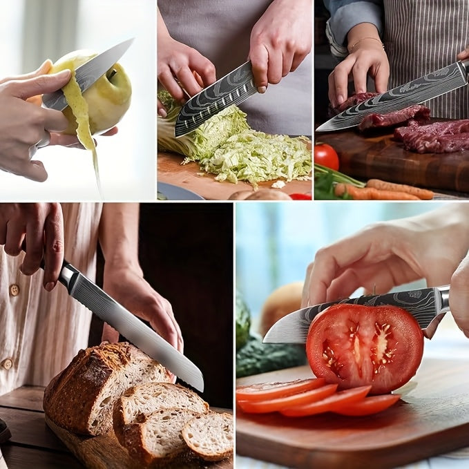 Nzmarket Japanese Damascus Kitchen Knife Set – 4, 6, 7 & 8-Piece