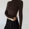 Chic bicolour knitted women's long-sleeved top | Sophie