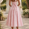 Halquine | Halter Neck Jacquard Elegant Occasion Midi Dress