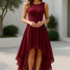 Hilova | Asymmetrical High Low Sleeveless Flowing Evening Dress