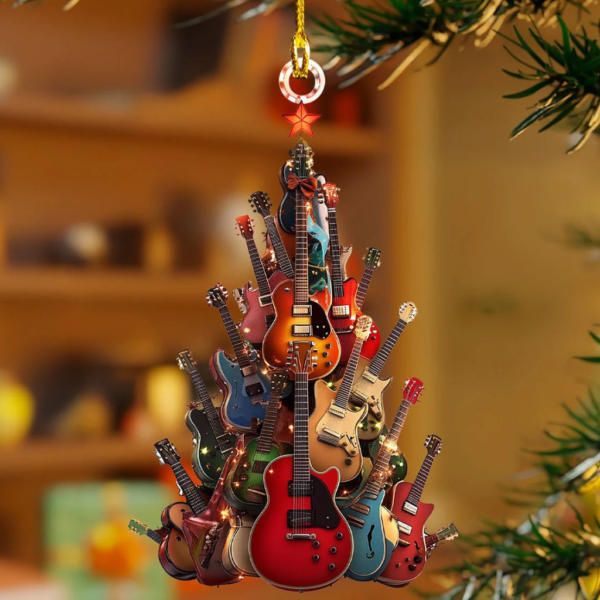 Nzmarket Musical Instrument Christmas Tree Ornament – Guitar & Hummingbird Designs