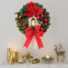 Nzmarket LED Christmas Wreath with Ribbon Bow – 40cm Warm Glow Display