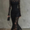Julia | Black Lace Maxi Dress