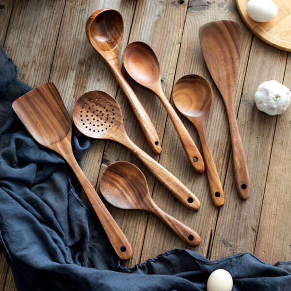 Nzmarket Natural Wood Kitchen & Tableware Set – Non-Scratch, Easy-Clean