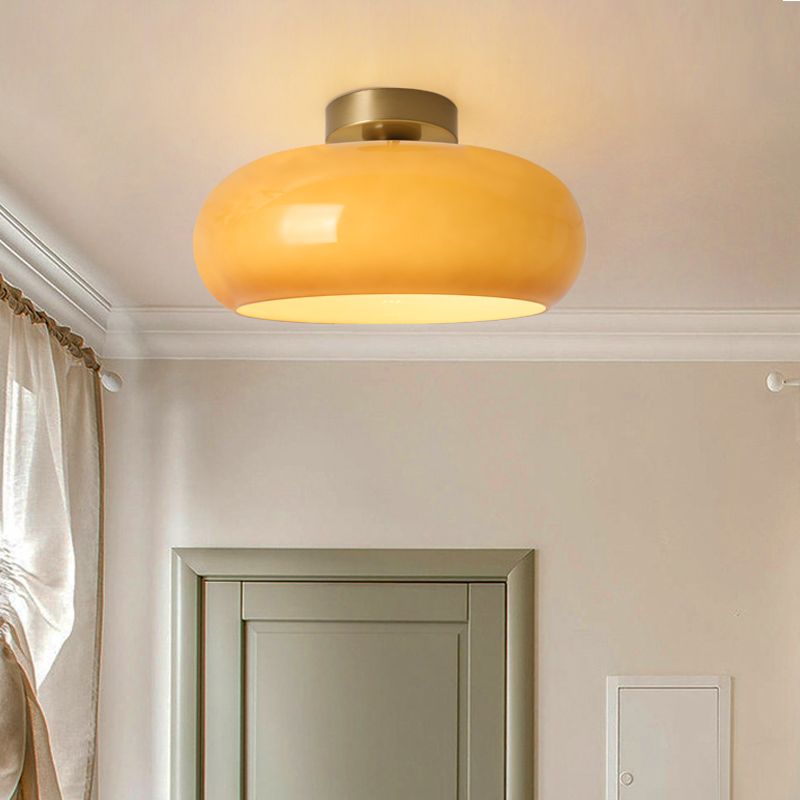 Nzmarket Vintage Round Frosted Glass Ceiling Light Fixture – Brass & Chrome