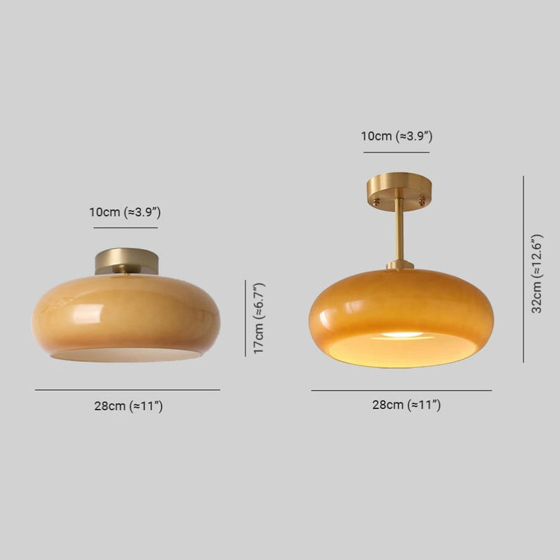 Nzmarket Vintage Round Frosted Glass Ceiling Light Fixture – Brass & Chrome
