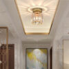 Nzmarket Crystal Glass LED Ceiling Light – Square & Circle, Black Frame