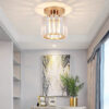 Nzmarket Crystal Glass LED Ceiling Light – Square & Circle, Black Frame