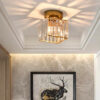 Nzmarket Crystal Glass LED Ceiling Light – Square & Circle, Black Frame