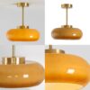 Nzmarket Vintage Round Frosted Glass Ceiling Light Fixture – Brass & Chrome