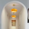 Nzmarket Vintage Round Frosted Glass Ceiling Light Fixture – Brass & Chrome