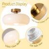 Nzmarket Vintage Round Frosted Glass Ceiling Light Fixture – Brass & Chrome