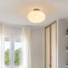 Nzmarket Vintage Round Frosted Glass Ceiling Light Fixture – Brass & Chrome