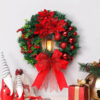 Nzmarket LED Christmas Wreath with Ribbon Bow – 40cm Warm Glow Display