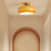 Nzmarket Vintage Round Frosted Glass Ceiling Light Fixture – Brass & Chrome