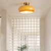Nzmarket Vintage Round Frosted Glass Ceiling Light Fixture – Brass & Chrome