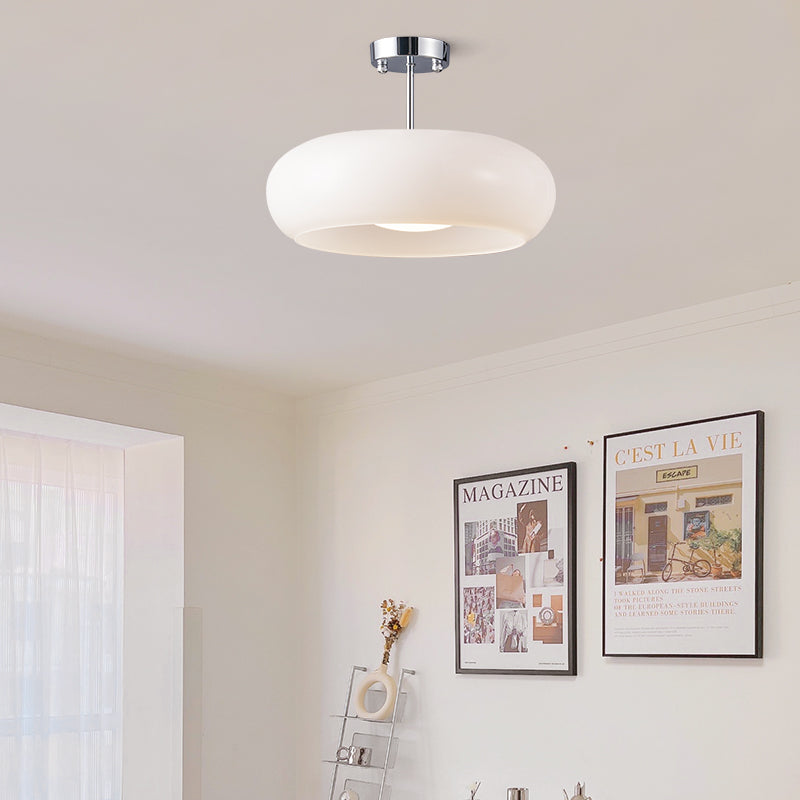 Nzmarket Vintage Round Frosted Glass Ceiling Light Fixture – Brass & Chrome