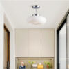 Nzmarket Vintage Round Frosted Glass Ceiling Light Fixture – Brass & Chrome