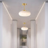 Nzmarket Vintage Round Frosted Glass Ceiling Light Fixture – Brass & Chrome
