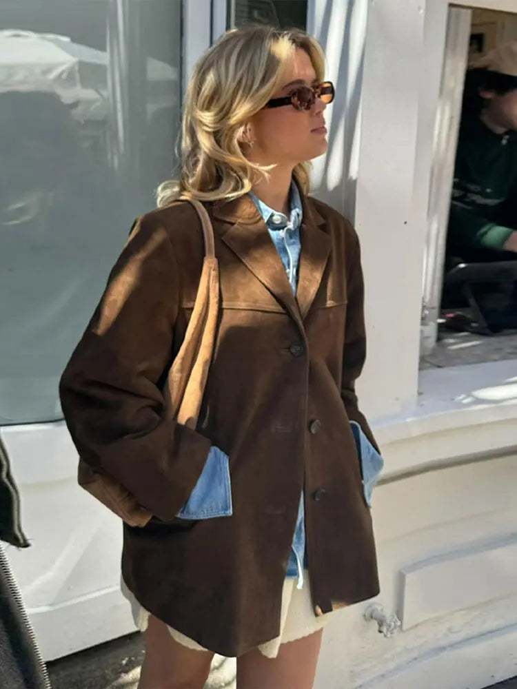Nzmarket Layla Classic Brown Suede Jacket – Womens Timeless Style, Sizes S to L