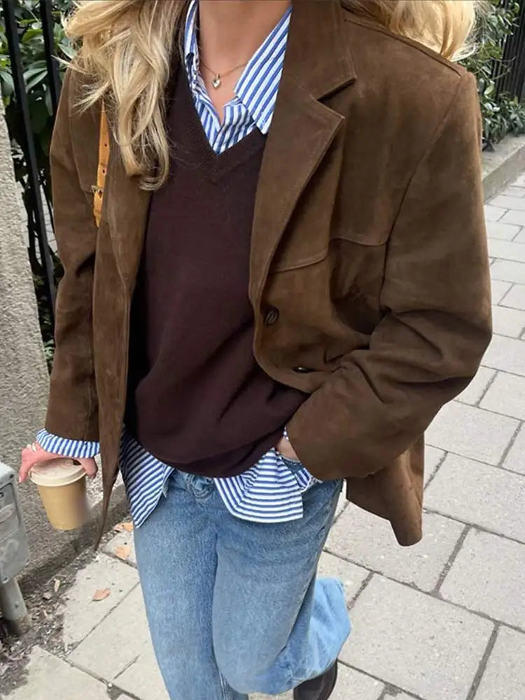 Nzmarket Layla Classic Brown Suede Jacket – Womens Timeless Style, Sizes S to L