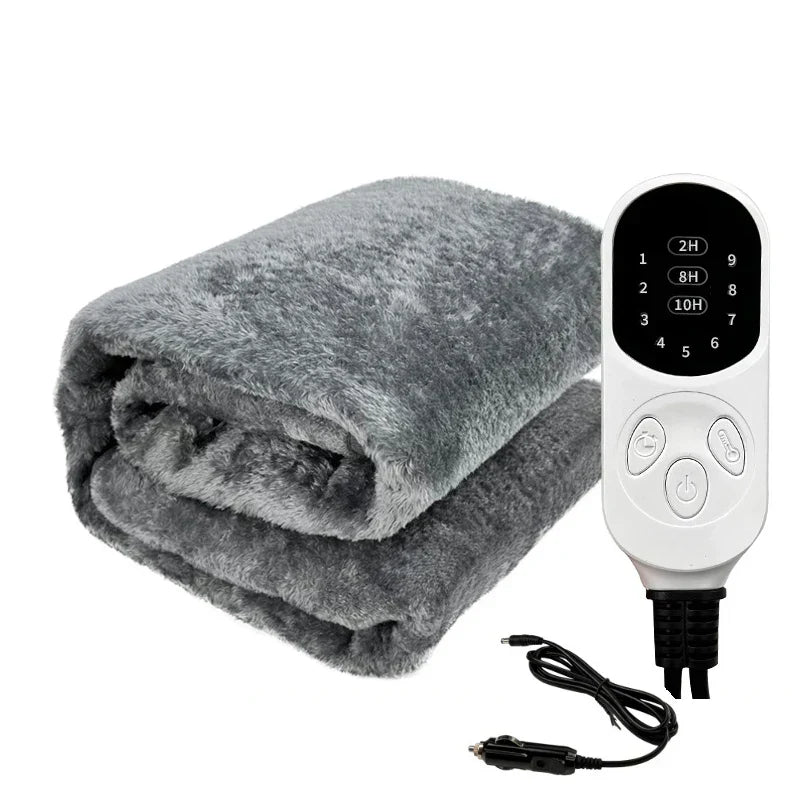 Nzmarket 12V Heated Car Travel Blanket – Timer & Temperature Control