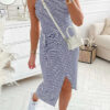 Chloe Striped Halter Neck T-Shirt Dress