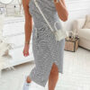 Chloe Striped Halter Neck T-Shirt Dress