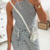 Chloe Striped Halter Neck T-Shirt Dress