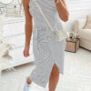 Chloe Striped Halter Neck T-Shirt Dress