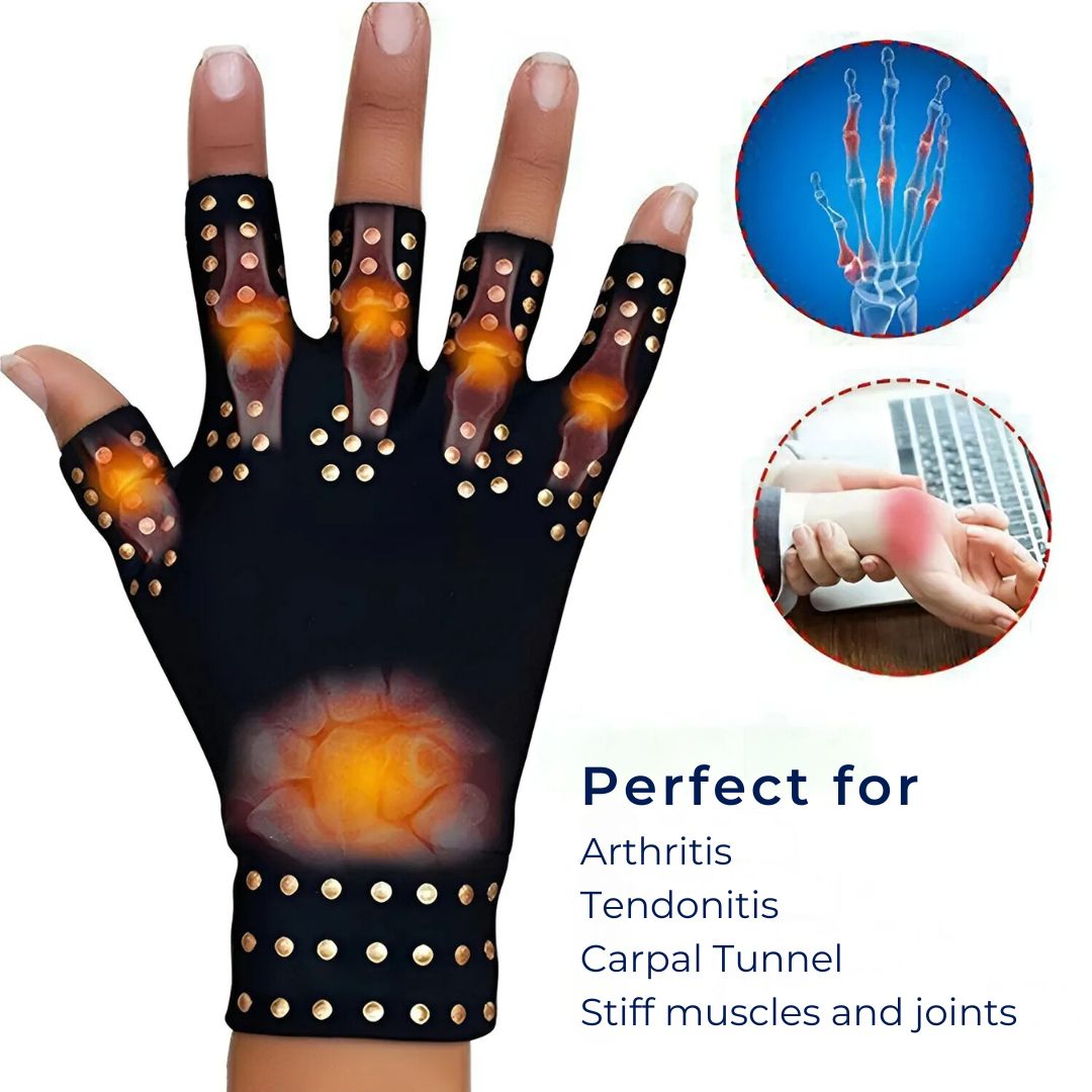 ThermaFlex Arthritis Compression Gloves - Fingerless, Lightweight Support
