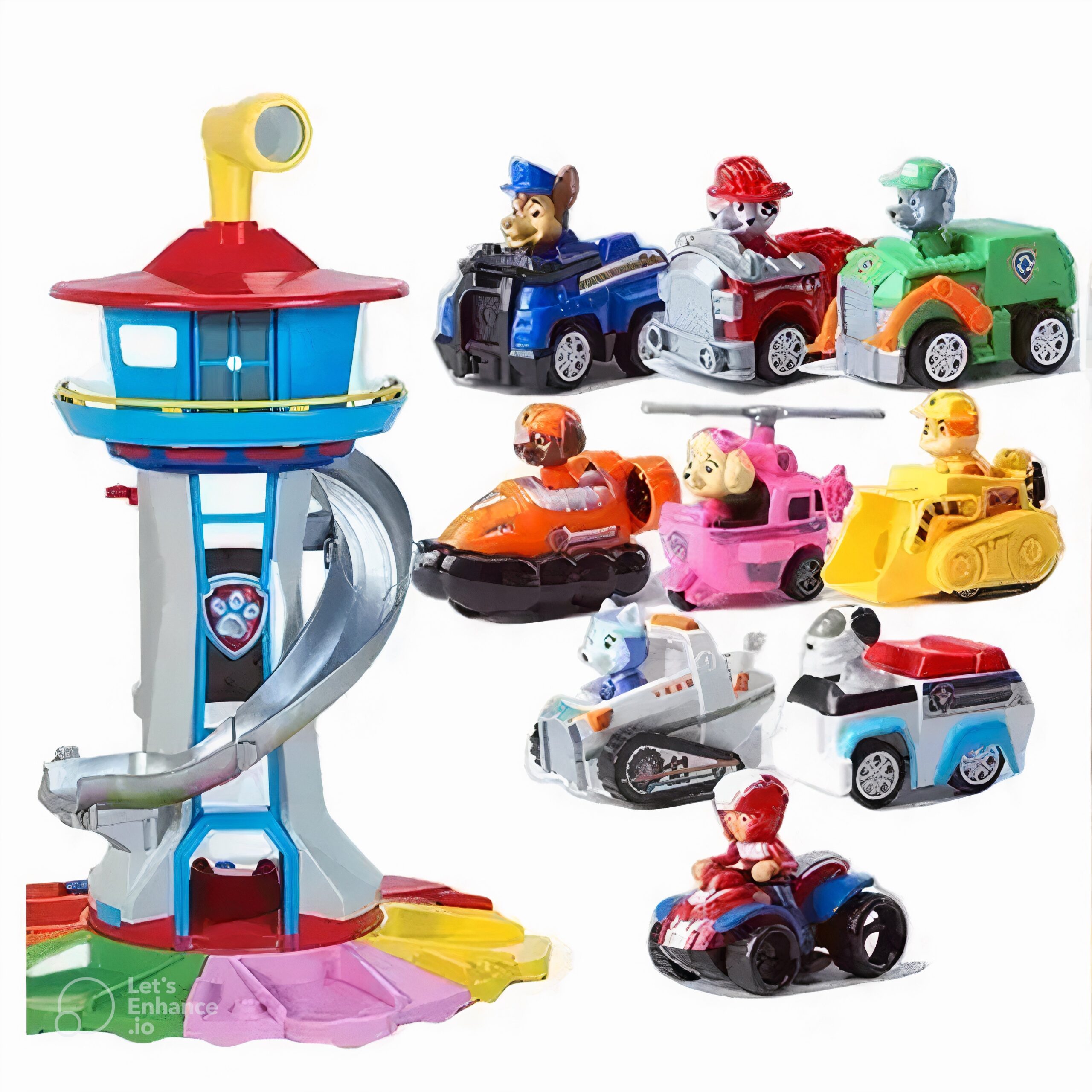 Nzmarket Lookout Tower Playset with Slide Car Ramp and Race Track Toy