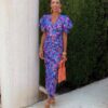 Loren | Vibrant Midi Dress with Puff Sleeves