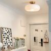 Nzmarket Vintage Round Frosted Glass Ceiling Light Fixture – Brass & Chrome