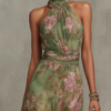 Haltova | Printed Halterneck Flowing Occasion Maxi Dress