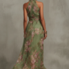 Haltova | Printed Halterneck Flowing Occasion Maxi Dress