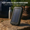 Solar External Power Bank – 20,000mAh, Waterproof & Portable USB Charger