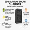 Solar External Power Bank – 20,000mAh, Waterproof & Portable USB Charger