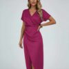 Wrapova | Wrap Draped Waist Split Hem Midi Dress