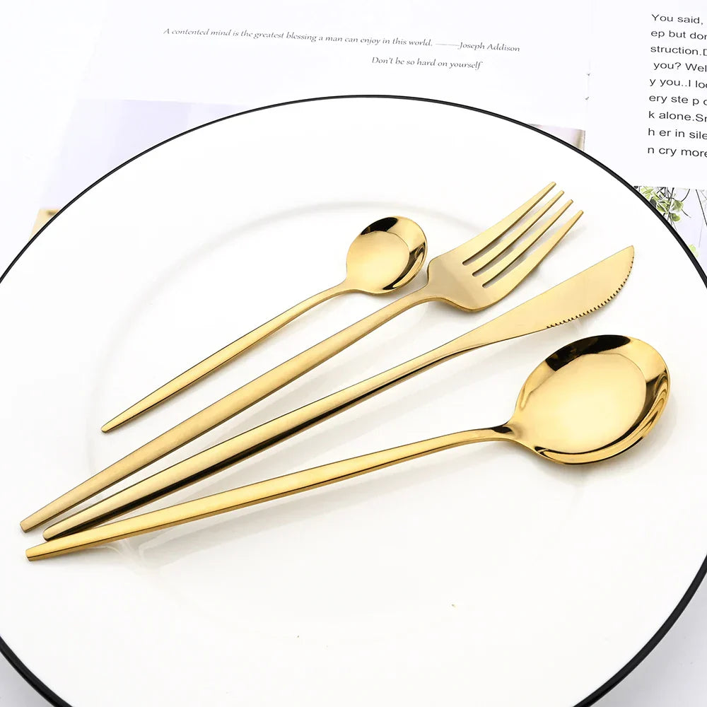 Nzmarket Premium Stainless Steel Dinnerware Set – Steak Knife, Fork, Spoons & Flatware