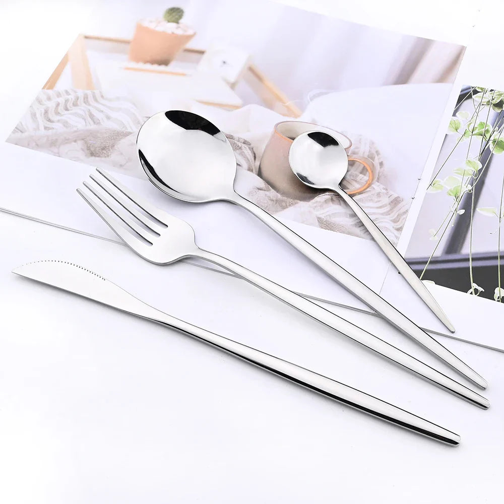 Nzmarket Premium Stainless Steel Dinnerware Set – Steak Knife, Fork, Spoons & Flatware