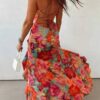 Fae | Floral Backless Satin Maxi Dress