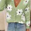 Sylvie - Cardigan Féminin Fleuri Boutonné