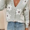 Sylvie - Cardigan Féminin Fleuri Boutonné
