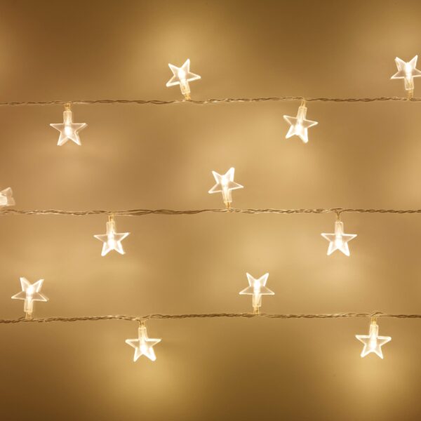 Nzmarket LED Star Indoor Fairy Lights – Warm White, Clear Wire