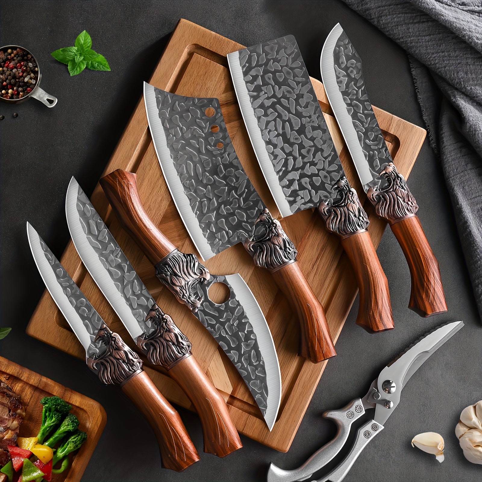 Nzmarket Japanese Damascus Kitchen Knife Set – 4, 6, 7 & 8-Piece