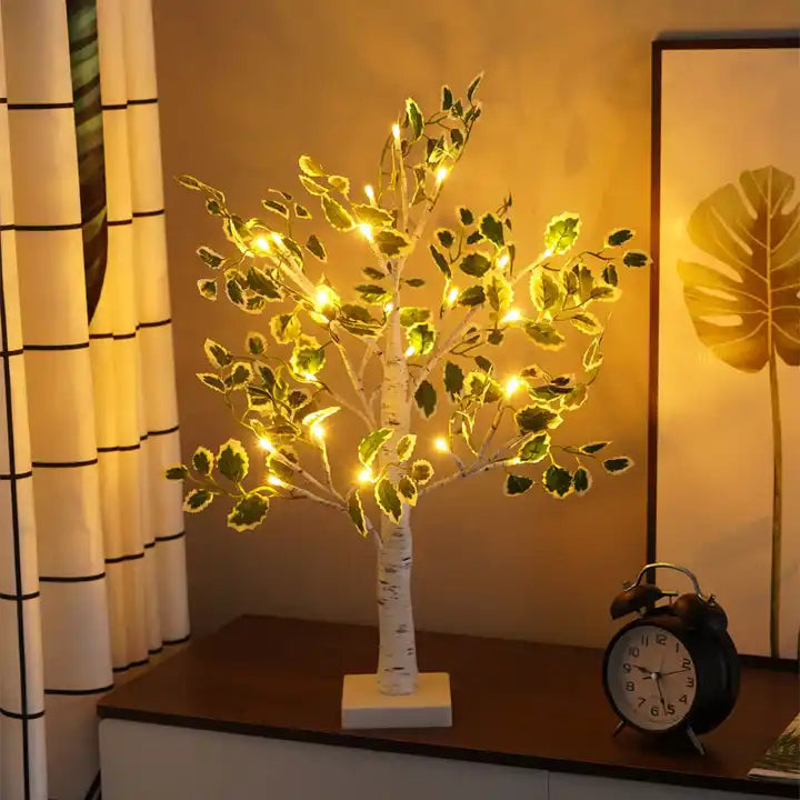 Nzmarket LED Green Leaf Light Tree – Warm Glow Festive Centrepiece